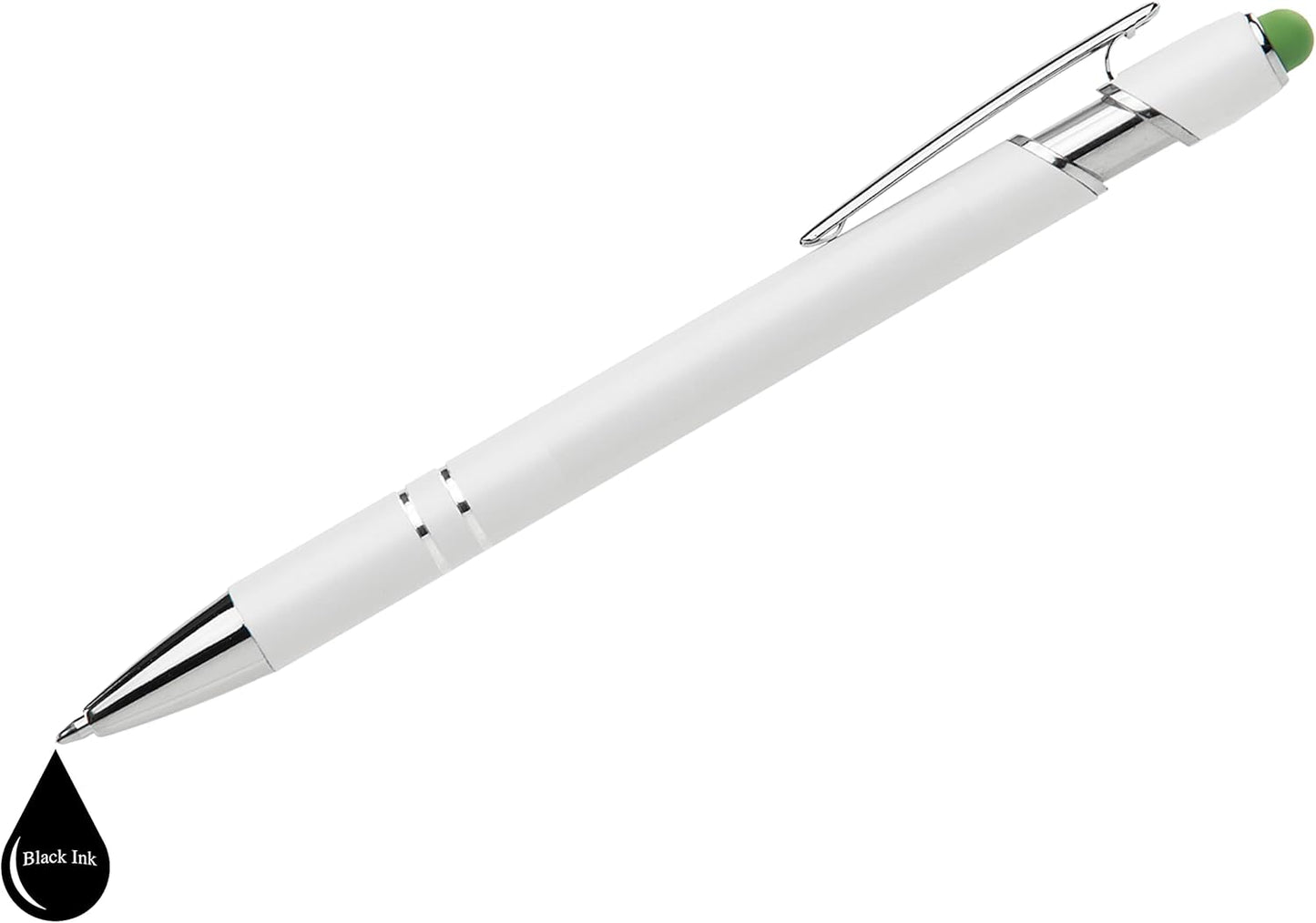 ExpressDesigns™ - Premium Custom Pens with Stylus | Beautiful White | Personalized Soft-Touch Metal Printed Name Pens w/Black Ink - 12 pack (Pink)