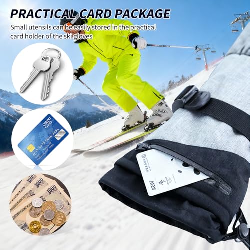 MGGMOKAY Unisex Waterproof Touchscreen Ski Gloves Warm Winter Snow Glove with Pocket for Men Women