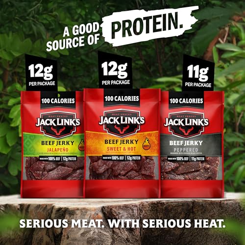 Jack Link's Beef Jerky Bold Variety Pack - Includes Sweet & Hot, Jalapeno and Peppered Jerky, Bulk Protein Snack Pack, Goo...