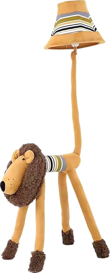 Kids Floor Lamp, Brown Lion Creative Design Modern Floor Lamp for Bedroom, 51 Inch Hand-Stitched Toy Standing Lamp for Living Room, Package Come with an E26 LED Bulb (Brown Lion)