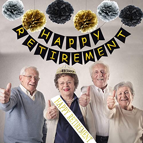 JETKONG Retirement Party Decorations Retired Tiara/Crown, Retired Sash for Women Retirement Gifts, Retirement Party Suppli...