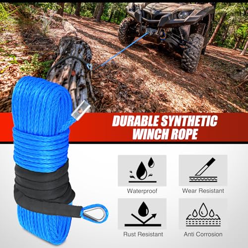 Nilight 1/4 Inch x 50 Feet Winch Rope Synthetic Winch Line Cable Universal for ATV UTV 4x4 Off-Road Vehicle 9000lbs Winch ...