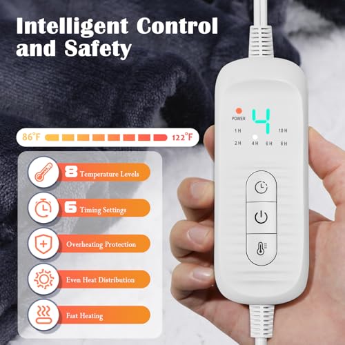 Wearable Heated Blanket with Heated Foot Pocket, Electric Wearable Throw Blanket with Sleeves, Hood, Foldable Foot Pocket,...