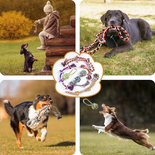 Aitmexcn Dog Rope Toys for Large and Medium Aggressive Chewers, 8 Pack Heavy Duty Dog Rope Toy for Large, Dental Cleaning ...