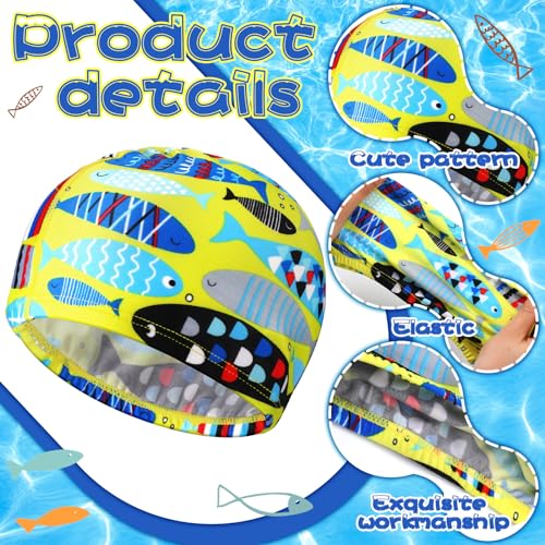Geyoga 3 Pcs Kids Swim Caps for Boys Girls Age 2-12 Swimming Hat Pool Cap Child Swim Hat for Toddler Youth