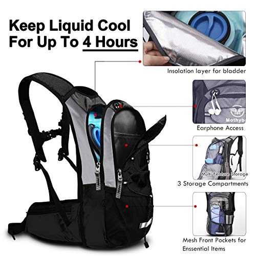 Mothybot Hydration Pack, Insulated Hydration Backpack with 2L BPA Free Water Bladder and Storage, Hiking Backpack for Men,...