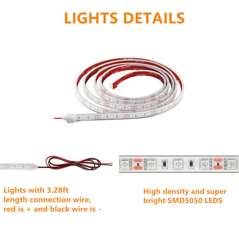 Rolightic Marine Submersible Boat Led Strip Lights  12V 8Ft Ip68 Waterproof Underwater Boat Lights  Boat Interior Light  Boat Deck Light Courtesy Lighting For Fishing Pontoon Kayak Boats  White