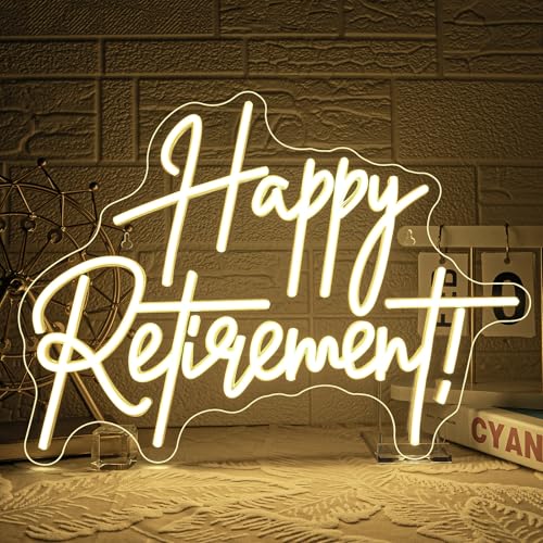 LooKLight Happy Retirement Neon Sign Dimmable Neon Signs For Wall Decor Led Lights For Birthday Party Room Bedroom Decorat...
