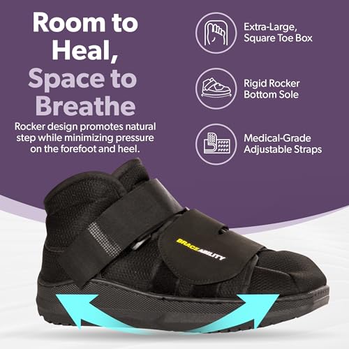 BraceAbility Closed Toe Medical Walking Shoe - Lightweight Broken Toe Cast Boot, Fractured Foot Brace for Metatarsal Stres...