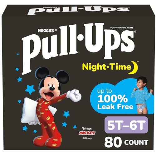 Pull-Ups Boys' Night-Time Potty Training Pants, Size 5T-6T Overnight Training Underwear (46-60 lbs), 80 Ct