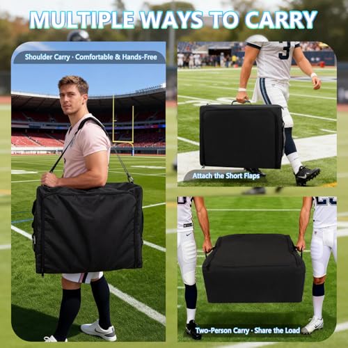 Football Bag Holds 12 Official-Size Footballs, 12-Compartment Ball Carrier with Dividers, Top-Open Organizer Case with Sho...