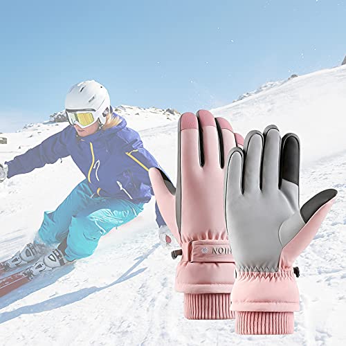 Andiker Women Winter Ski Gloves, Waterproof Touchscreen Snowboard Gloves, Windproof Warm Snow Glove for Skiing Running and...