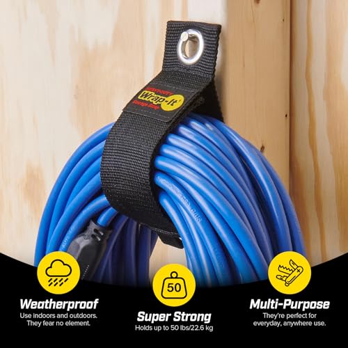 Heavy-Duty Wrap-It Storage Straps, 17-inch (6 Pack) - Extension Cord Organizer, Storage, Cord Straps, Cable Straps for Hos...