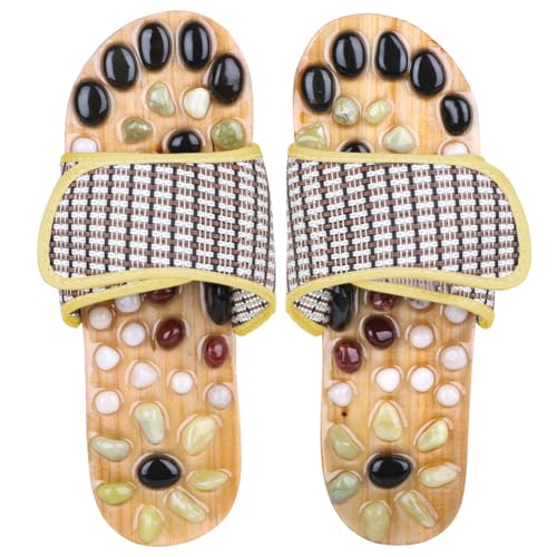 Comfecto Wooden Acupressure Sandals with Natural Stone, Therapeutic Reflexology Sandals for Foot Pain Relief Gifts for Wel...