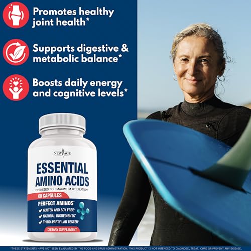 NEW AGE Amino Acid Complex – 20 Aminos with BCAAs, L-Glutamine, L-Arginine & Hyaluronic Acid – Supports Recovery, Energy, ...
