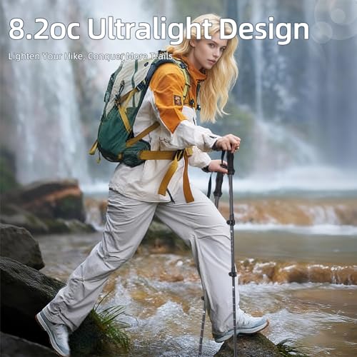 Trekking PoVtsliy Trekking Poles Carbon Fiber, Adjustable Collapsible Ultralight with EVA Grip & Anti-Shock, Hiking Poles ...