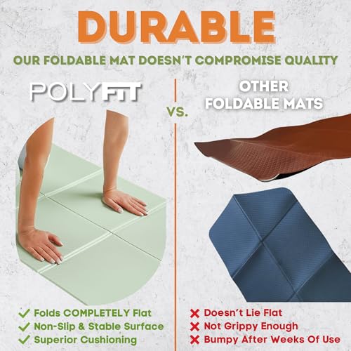 Polyfit Foldable Yoga Mat for Travel and Home Workouts - 7mm Thick - Lightweight, Packable, and Easy to Store - Folding Wo...