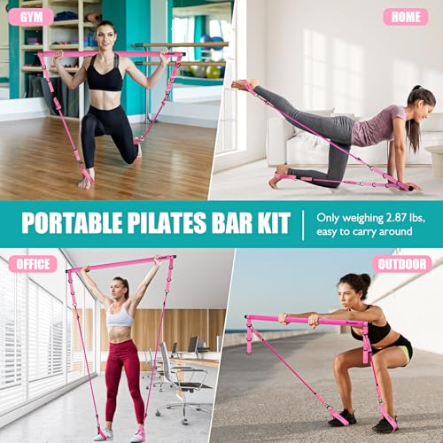 Ayombo Pilates Bar Kit with Resistance Bands, Pilates Workout Equipment for Legs, Hip, Waist, Arm, Squats Exercise Equipme...