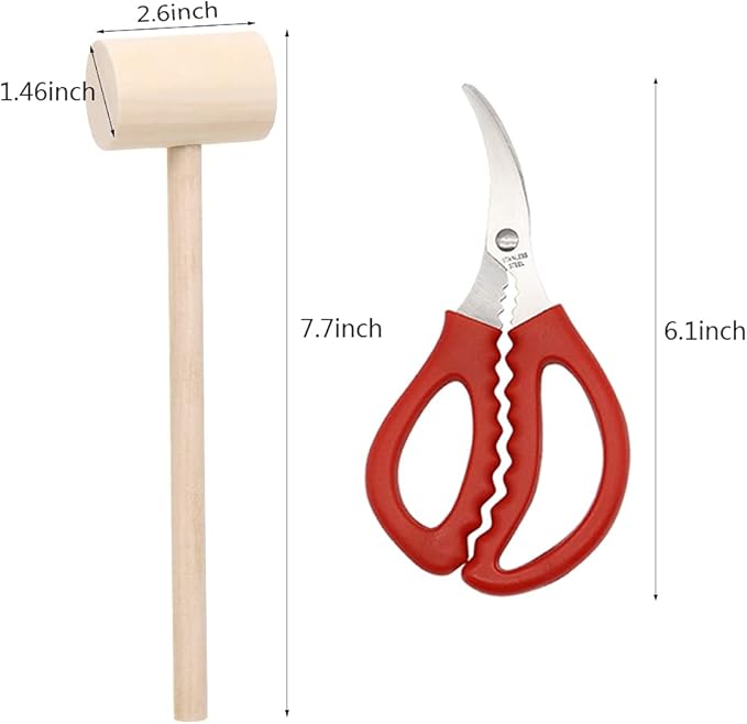 30 PCS Seafood Tools Include Crab Crackers, Seafood Scissors, Lobster Sheller, Crab Hammer,and Shellfish Forks,Nutcracker Set
