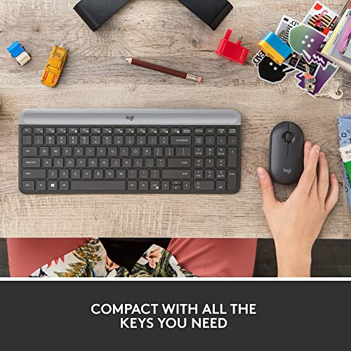 Logitech MK470 Slim Wireless Keyboard and Mouse Combo - Modern Compact Layout, Ultra Quiet, 2.4 GHz USB Receiver, Plug n' ...