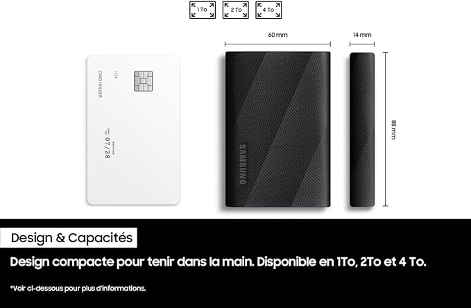 Samsung T9 Portable SSD 2TB, Up to 2,000MB/s, USB 3.2 Gen 2x2 External Solid State Drive, Up to 3 m Drop Resistant, for Creative Professionals, Youtubers, Content Creators, Mac Compatible, MU-PG2T0B