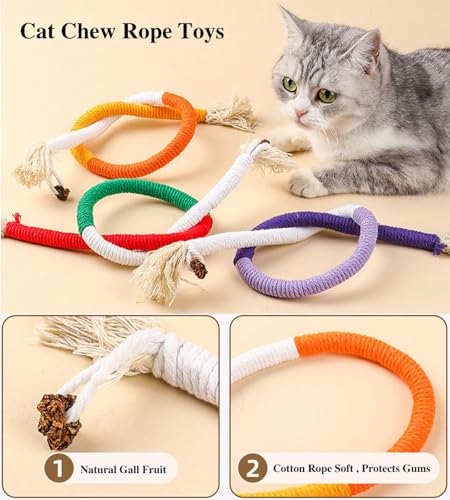 FKKWUOT Cat Chew Rope Toy,Catnip Saury Fish Toys,Cats Interactive Toys for Teeth Cleaning,5Pcs Cat Toys for Indoor Cats wi...