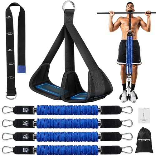 ALongSong Pull Up Assistance Bands with Foot Support Pedal - Upgraded Heavy Duty Resistance Bands Adjustable Weight/Height...