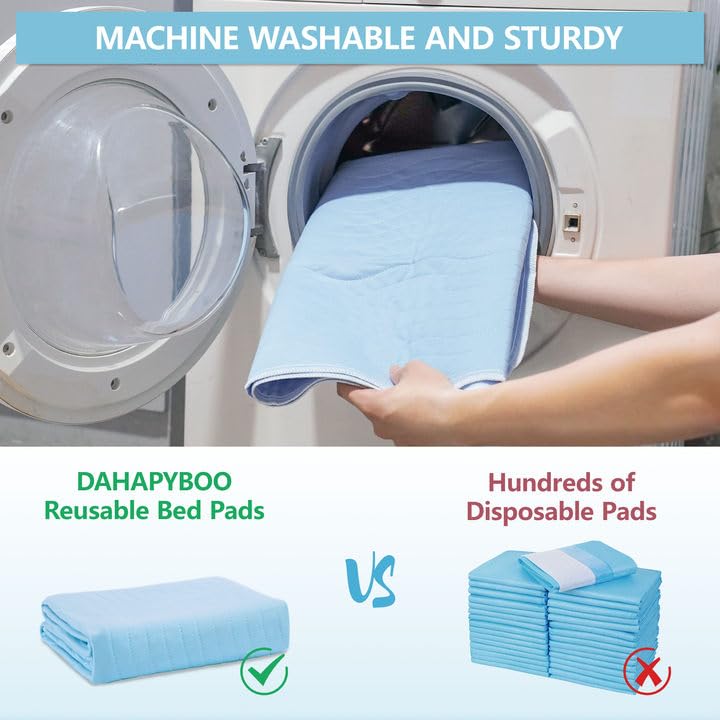 DAHAPYBOO Washable Underpads, 34”x36” 4Pack Incontinence Bed Pads,Heavy Absorbency Reusable Bed Pads for Elderly,Kids,Adults and Pets,Bed Pads Washable Waterproof Quick Drying for Bed, Sofa, Floor