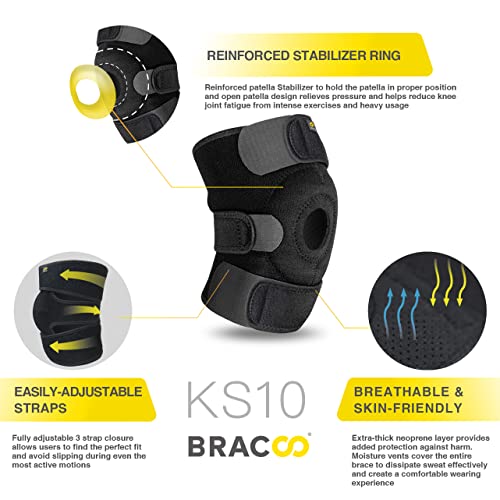 Bracoo Knee Support Brace for Men Women, Adjustable Compression Sleeve Wrap Patellar Pad Tendon - Arthritis Pain, meniscus...