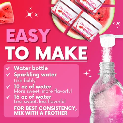 Watermelon Candy Electrolytes Powder – Sugar-Free Hydration Drink Mix with 623 mg Potassium – Clean Ingredients – Vegan, K...