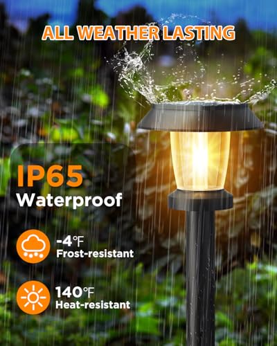 ALEPOD Solar Pathway Lights Outdoor - 8 Pack Solar Powered Garden Lights Waterproof IP65, Decor Landscape Lighting with Th...