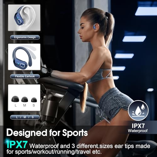 Wireless Earbuds 75hrs Bluetooth 5.4 Headphone Sport, 2026 Bluetooth Earbuds Stereo Deep Bass Over Ear Bud with Earhooks, ...