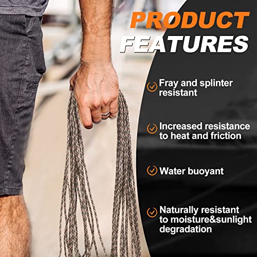 Tether Tite Utility Cord Solid Braided 1/4" x50' Polypropylene Rope (30lbs) Heavy Duty General Purpose Rope for Marine,Cam...