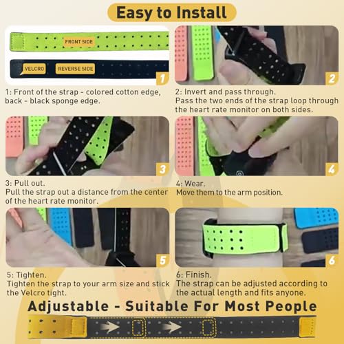 5pcs Replacement Heart Rate Monitor Bands, 0.8x13.8in 5 Colors Soft Heart Rate Strap Adjustable Armband Strap Heart Rate M...