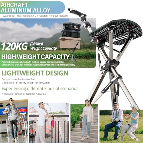 Ta-Da Chair Series 1 Pro, Portable Trekking Hiking Pole, Folding Walking Stick with Seat, Walking Cane with Chair, Foldabl...