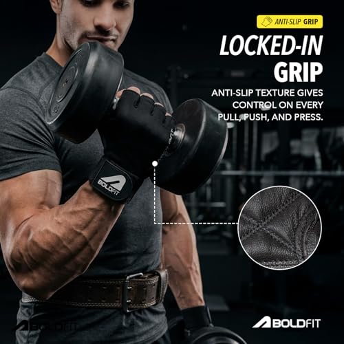 Boldfit Gym Gloves for Men & Women with Wrist Support Accessories for Weightlifting, Training, Exercise, Cycling Gloves, B...