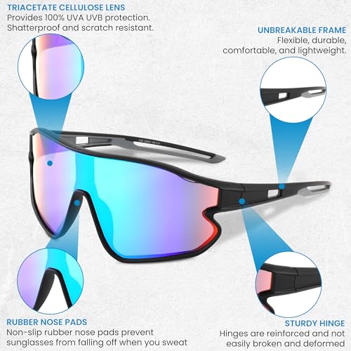 Kids Sports Sunglasses Youth Baseball UV400 Sport Frame Shades Boys Girls
