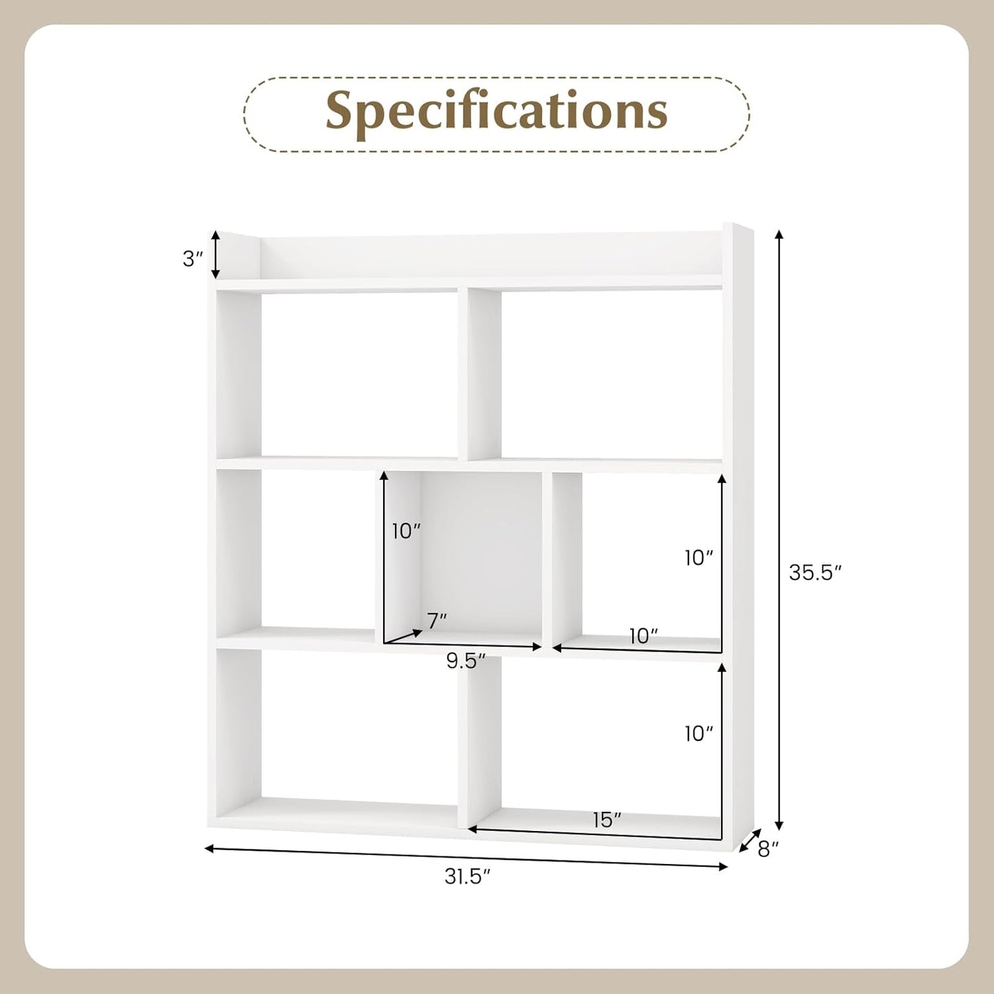 Giantex 7 Cube Bookshelf of 2, Free-Standing Wooden Bookcase, 4 Tier Home Display Shelf, Horizontal Storage Unit w/Anti-Toppling Devices, Open-Back Display Rack for Study, Living Room, White