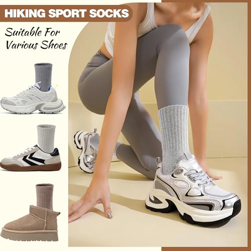 EBMORE Merino Wool Socks for Women Hiking Thermal Warm Winter Thick Boot Cozy Crew Comfy Work Socks for Ladies 5 Pairs