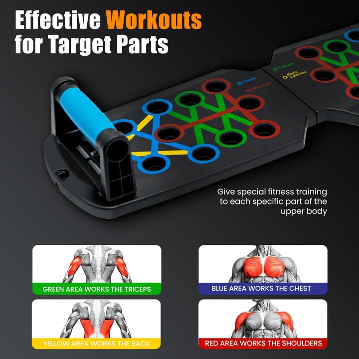 Tongdayi Push Up Board,Portable Dismountable 17 in 1 Push Up Bar at Home Gym,Professional Muscle Training Equipment is Ava...
