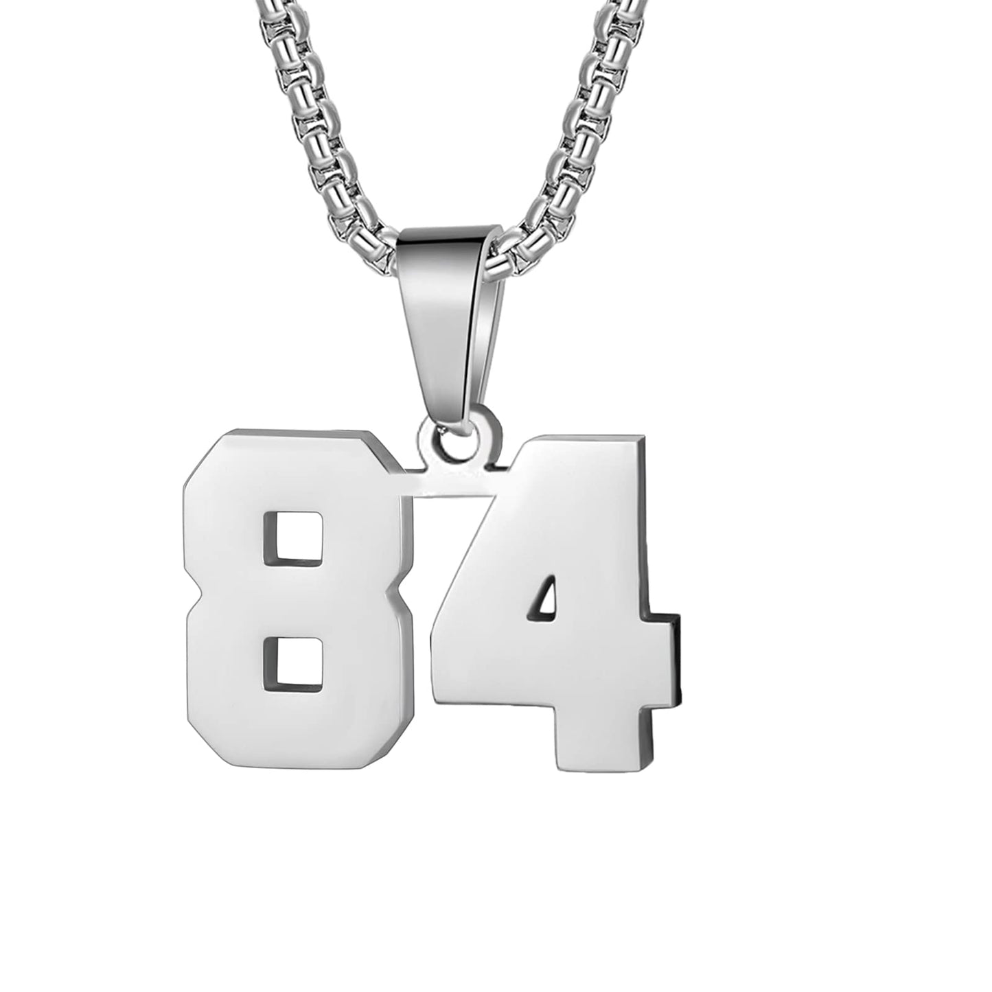 Number Necklaces Personalized Necklaces Silver Initial Number Pendant Stainless Steel Chain Movement Necklaces for Men Women (84