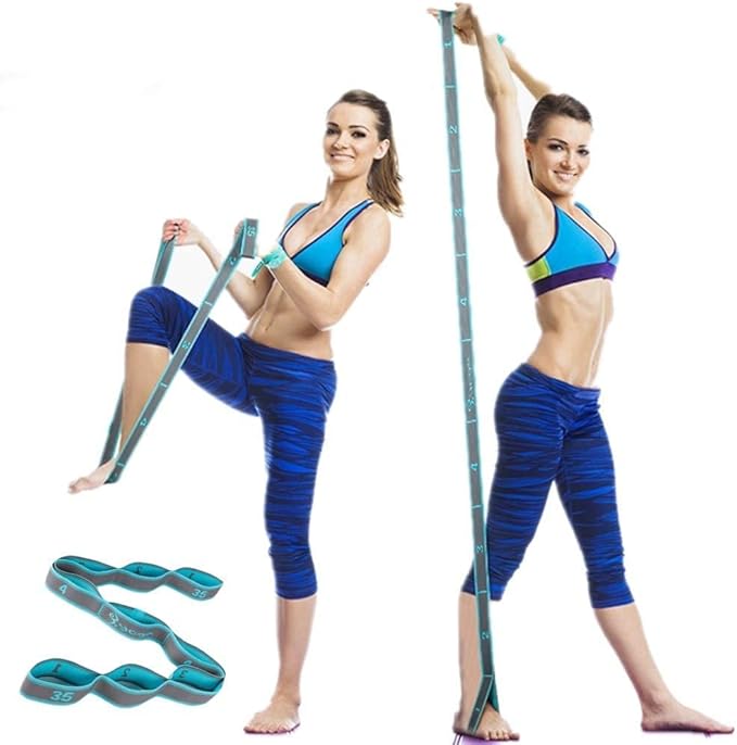 Stretch Bands for Exercise - Elastic Yoga Stretching Strap for Flexibility and Stretching with 9 Loops, Pilates, Fitness, ...