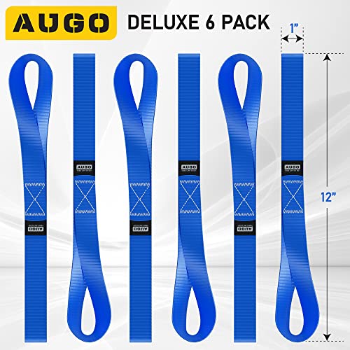 Soft Loop Tie Down Straps - 1,500 Load Capacity & 4,500 Lbs Breaking Strength - 6 Pack - Loops for Securing ATV, UTV, Moto...