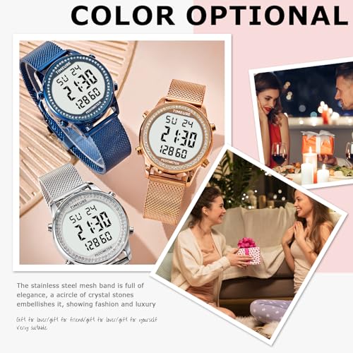 Women's Step Counter Pedometer Watch with Stainless Steel Bracelet, Stylish Design, No App, No Charging Needed for Step, C...