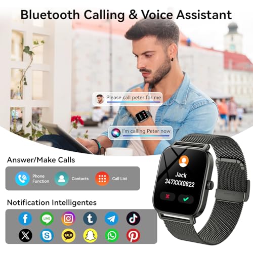 Smart Watch for Men Women Fitness Tracker: Waterproof Bluetooth Call Answer Make Smart Watches for Android iPhone Digital ...