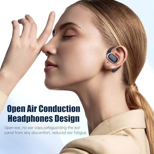 Open Ear Wireless Earbuds Bluetooth 5.4 Headphones, 50H Playtime Stereo Earphones with ENC Noise Cancelling, IPX7 Waterpro...