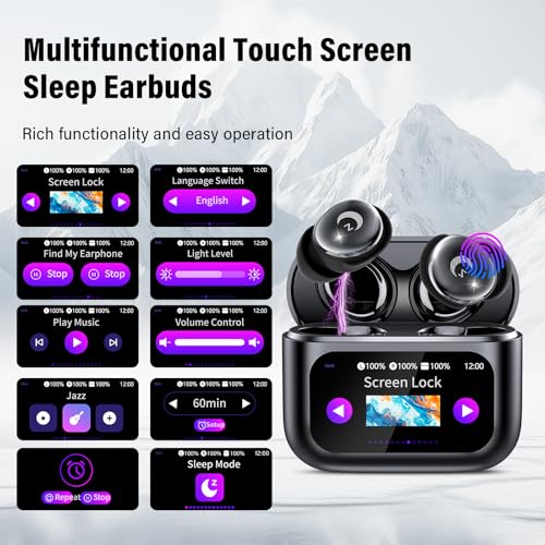 VEKJ Sleep Earbuds, Bluetooth 5.4 in Ear Smart Touch Screen Earbuds, 48H Mini Sleep Headphones Small Design for Side Sleep...