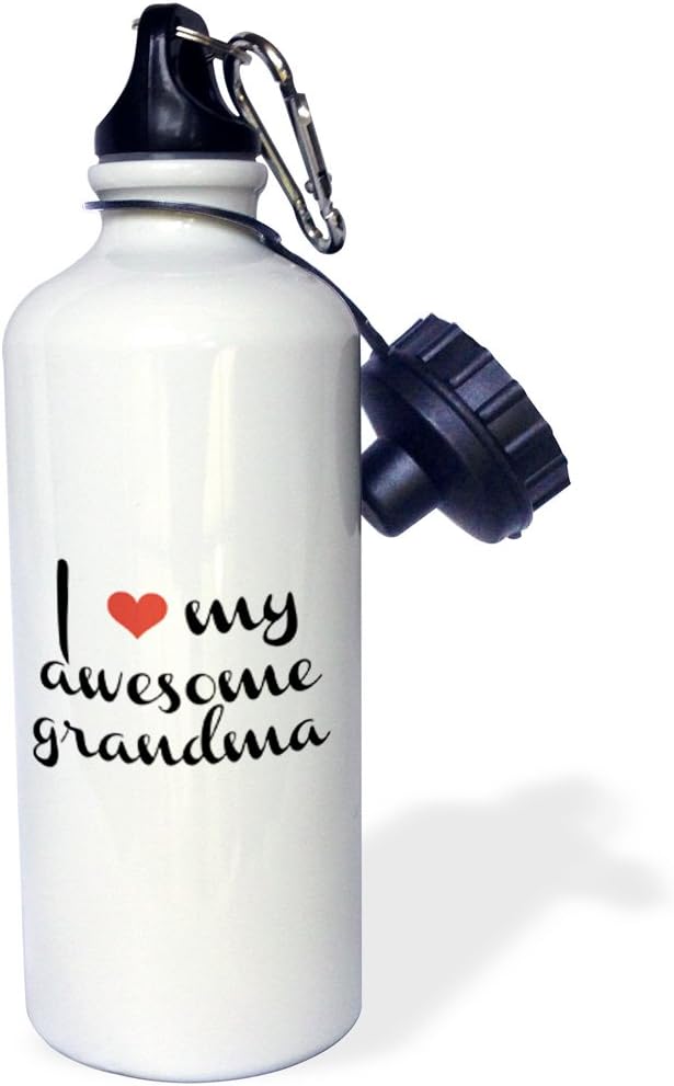 3dRose I love my awesome grandma Sports Water Bottle, 21 oz, Multicolor