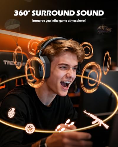 NUBWO Wireless Gaming Headset with Mic for Ps5 Ps4 PC, Zero Interference, 100-Hour Battery All-Day Play, 23ms Sync for Fo...