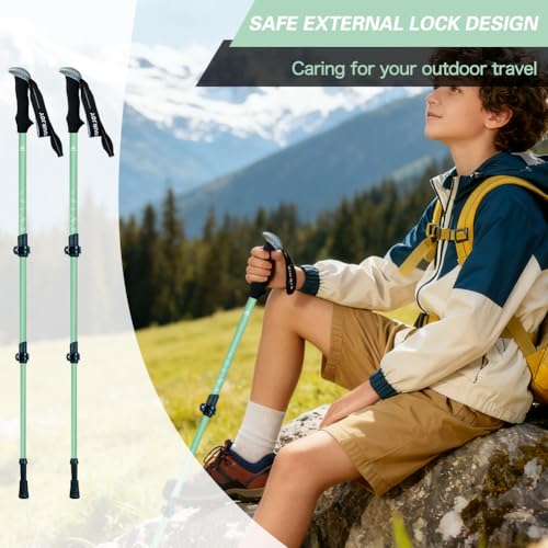 Yourjoy Hiking Trekking Poles for Kids, 2 Pack Anti Shock, Adjustable, Collapsible Hiking Poles for Trekking or Walking, L...